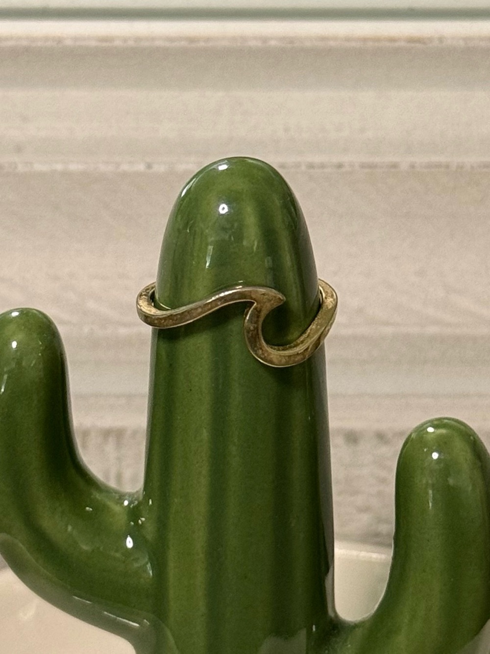 Wavy Sculptural Brass Ring in Antiqued Gold Tone